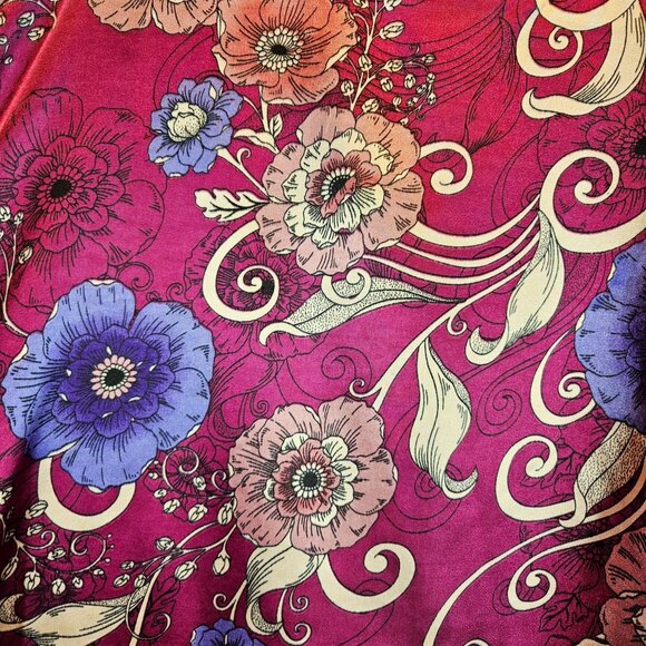 Amoureuse 2-Piece Satin Pajama Set 3X Floral Button Shirt Elastic Waist Pants - Picture 11 of 15